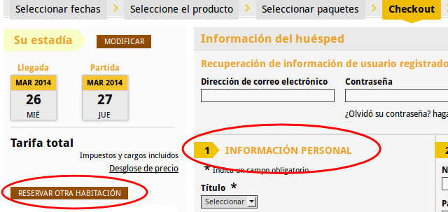Como reservar ms de una habitacin.